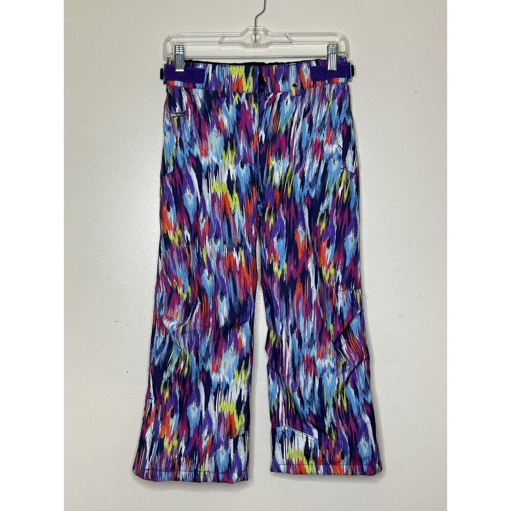 Karbon Multicolor Abstract Snowboard Pants Girls Size 6 Adjustable Waist Snow